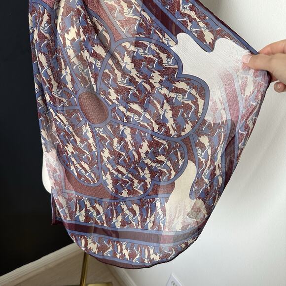 Brooks Brothers Deer Floral 100% Silk Scarf Rectangular Made in Italy Rare - Picture 4 of 12